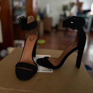 Windsor Black Ankle Strap Heels
